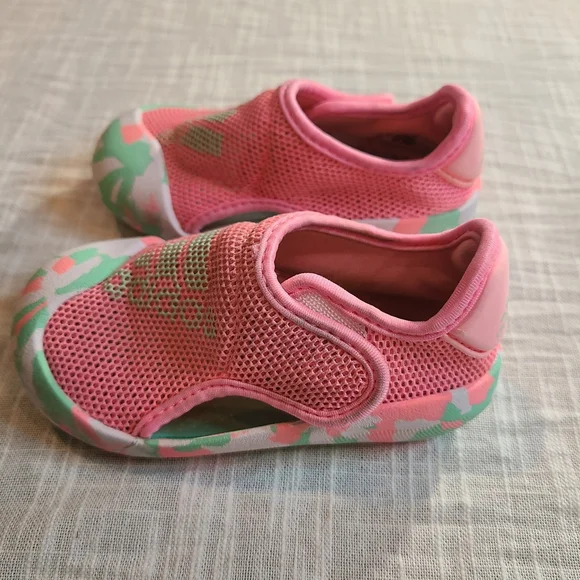 Adidas Water Sneakers Toddler 5K Pink Aqua Teal Water Sport Outdoor Sandals Mesh - Picture 4 of 9